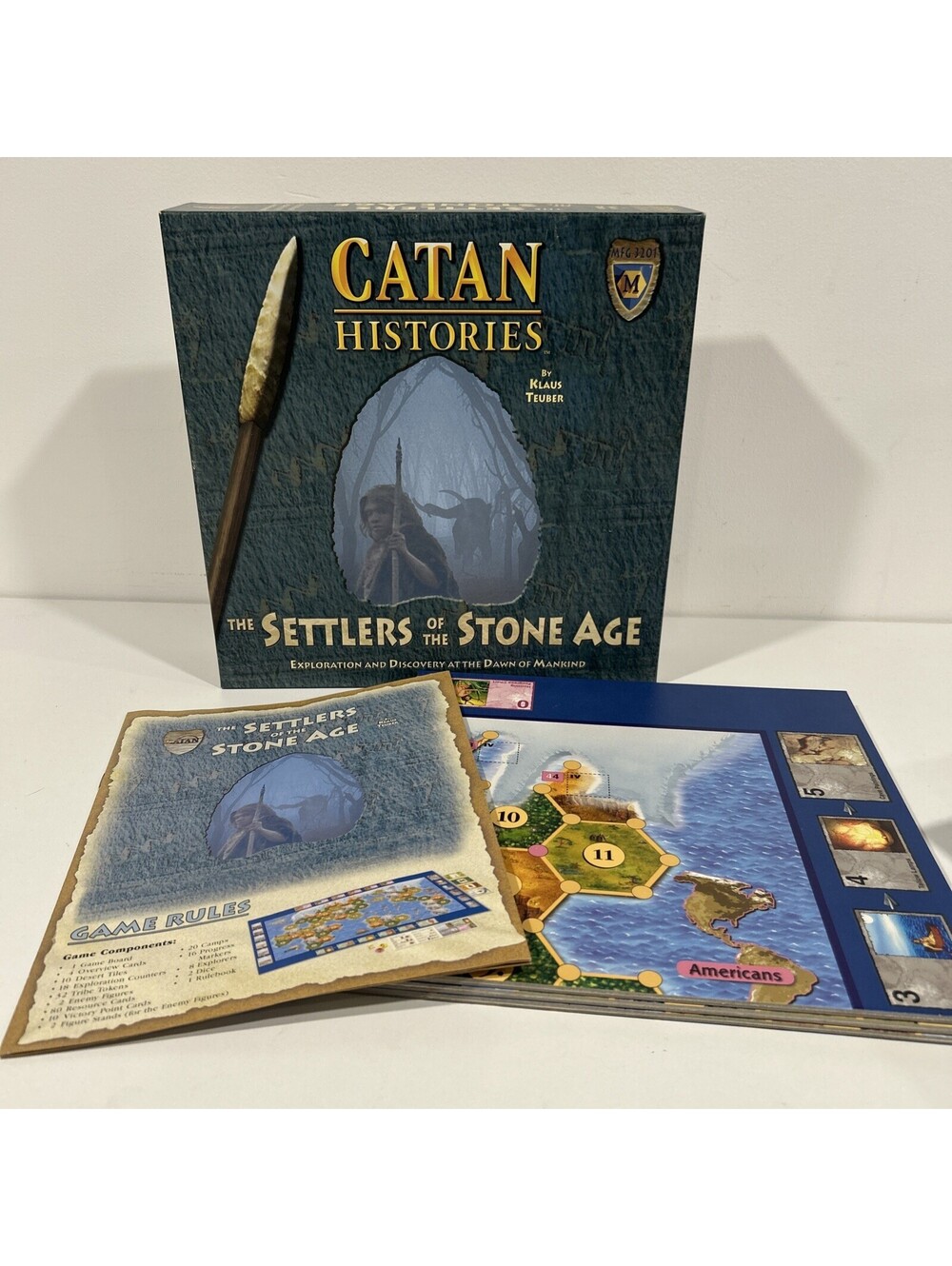 The Settlers of the Stone Age Catan Complete Mayfair 3201 Board Game 2002